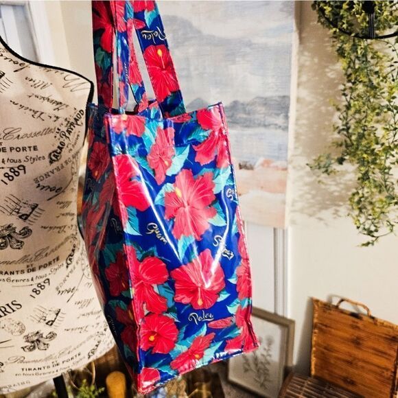 VTG Guam Pacific Ocean Hibiscus Balutan Small Picnic Tote Bag. - Picture 8 of 14